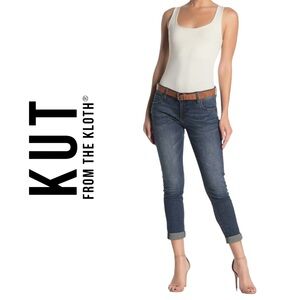 KUT from the Kloth Cleaned Up Katy Boyfriend Jeans Mid Rise Denim Size 12 NWT
